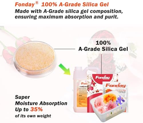 4LB Silica Gel Flower Drying Crystals, Fonday 3-in-1 Kit for Bouquet