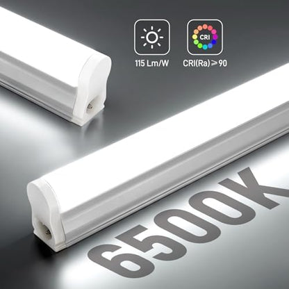 Pak 4FT LED Shop Lights, 2300LM 6500K Cool White, 20W Energy-Saving Super Bright Linkable T5 Ceiling and Under Cabinet Lighting Fixture for Garage, Workshop, Basement, Warehouse, FCC Certified, 6 Pack