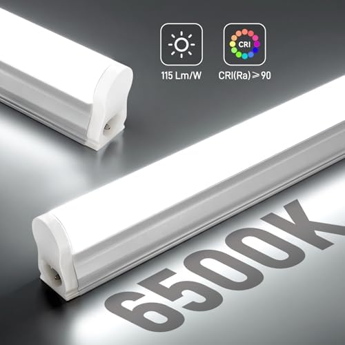 Pak LED Shop Lights, 4FT T5 Integrated Utility Fixture, 2300LM 6500K Cool White, 20W Energy Efficient Linkable LED Tube Lights for Garage, Workshop, Basement, FCC Certified, 2 Pack