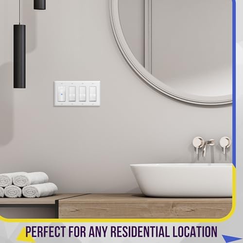 ENERLITES 4-Gang White Decorator Light Switch Outlet Wall Plate Cover