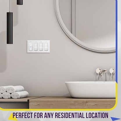 ENERLITES 4-Gang White Decorator Light Switch Outlet Wall Plate Cover