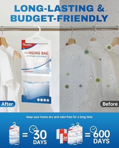 Vacplus Moisture Absorber, 20Pack Hanging, Strong Absorption, Unscented