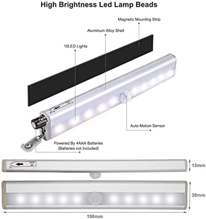 CCBASEBALL Motion Activated RV Step Lights, 10 LED Battery Operated Motorhome Motion Sensor led Light Strip, Magnetic Night Light Bar for Motorhome Travel,Travel Trailers, Camper (2 Pack)