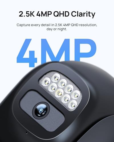 Anona Solar Security Camera Wireless Outdoor, 2.5K 4MP 360° Coverage PTZ Cameras, 24/7 AOV Recording, Color Night Vision, AI Human Detection, Auto Tracking, No Monthly Fee, IP66, 2.4GHz Wi-Fi, 2 Pack