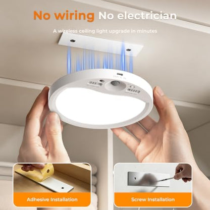 TANBABY Rechargeable Motion Sensor Ceiling Light Indoor with Remote, 4 Pack