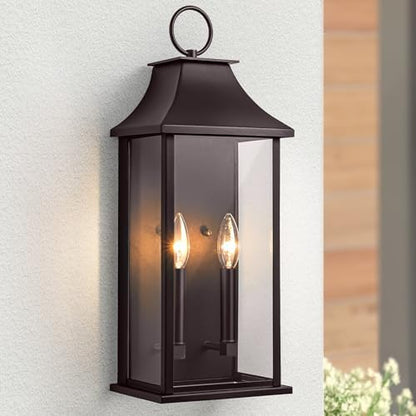 Dusk to Dawn Outdoor Wall Sconces 2-Light, 20.6", Bronze