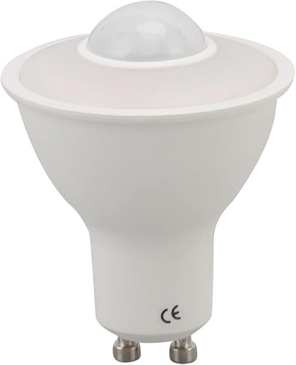 Yctze 5W 500LM GU10 Motion Sensor LED Bulb, Infrared Human Induction, Warm Light 3000K, AC 100-240V, Outdoor Security Floodlight for Ceiling, Corridor, Porch Lamp Replacement Bulb