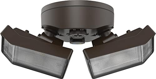Lithonia Lighting HomeGuard 2-Light LED Outdoor Flood Lights, Outdoor LED Lights, Dusk to Dawn Sensor, Adjustable Lumens, Selectable Color, Square Heads, Dark Bronze (HGX LED 2SH ALO SWW2 120 PE DDB)