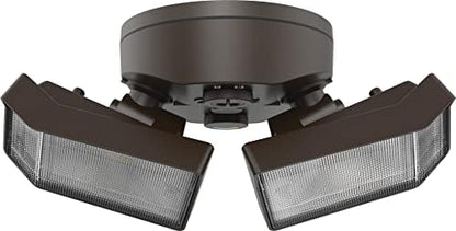 Lithonia Lighting HomeGuard 2-Light LED Outdoor Flood Lights, Outdoor LED Lights, Dusk to Dawn Sensor, Adjustable Lumens, Selectable Color, Square Heads, Dark Bronze (HGX LED 2SH ALO SWW2 120 PE DDB)