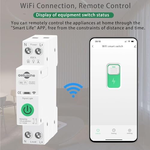 Smart Switch, 1-63A Adjustable WiFi Breaker(4 PCS) | Smart Life/Tuya APP Remote Control Monitor Voltage Power Energy, Compatible with Alexa Google Home, DIN Rail Mountable
