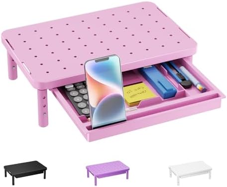 WALI Computer Monitor Stand with Storage, Monitor Riser 3 Height Adjustable