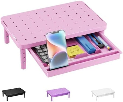 WALI Computer Monitor Stand with Storage, Monitor Riser 3 Height Adjustable
