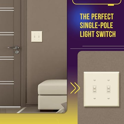 ENERLITES 10 Pack Toggle Light Wall Switch, Single Pole, Light Almond