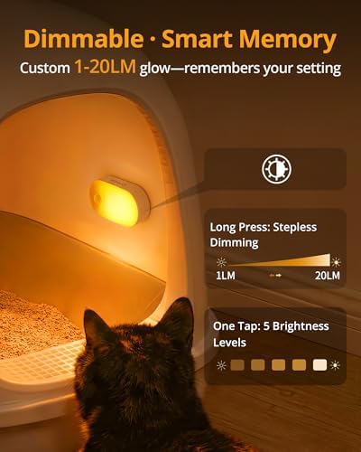 Lyridz Rechargeable Battery Night Light with Motion Sensor, Portable, Auto-Off, Dimmable for Bathroom, Bedroom, Kitchen, Stairs, Hallway, Pets, Travel, 4-Pack, Amber