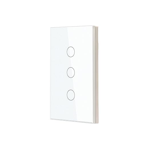 Smart Switch 118X72X34MM Neutral/No Neutral Wire Required, 2.4GHz Wi-Fi,Compatible with Alexa and Google Home 220V, White 3 Gang 1 Pack