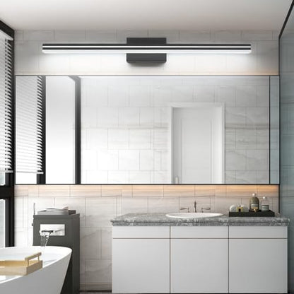 SineRise 40-Inch LED Modern Bathroom Vanity Light Bar, Matte Black Modern Acrylic Bathroom Wall Lighting Fixtures Over Mirror (Cool White 6000K)