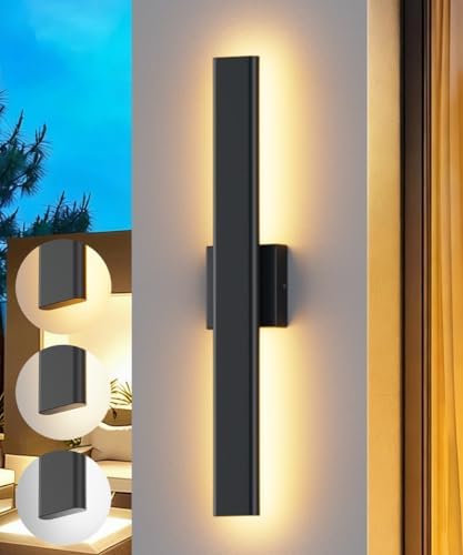 Aipsun 23.6" LED Outdoor Wall Light, Modern Black Exterior Lighting Fixture