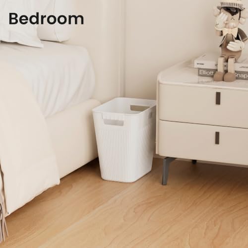 JOYMOOP Slim Trash Can 8-Pack, 2.2 Gallon Plastic Wastebasket for Bathroom, Bedroom, Office, Kitchen with 4 Rolls Bags, White