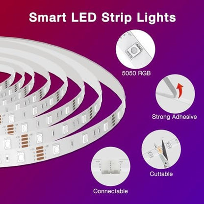DAYBETTER 130ft Smart WiFi Led Lights, Led Strip Lights Work with Alexa and Google Assistant, App Voice Remote Control Music Sync Color Changing RGB Strip Lighting for Bedroom Room Decor, 65.6ft *2