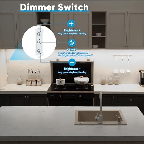 Litever Under Cabinet Lights Plug in, 3 pcs 12 Inches LED Light Strip Bars. Super Bright Dimmable Linkable for Kitchen Under Cabinets Shelf Work Space Desk Closet Lighting. Daylight 5000K