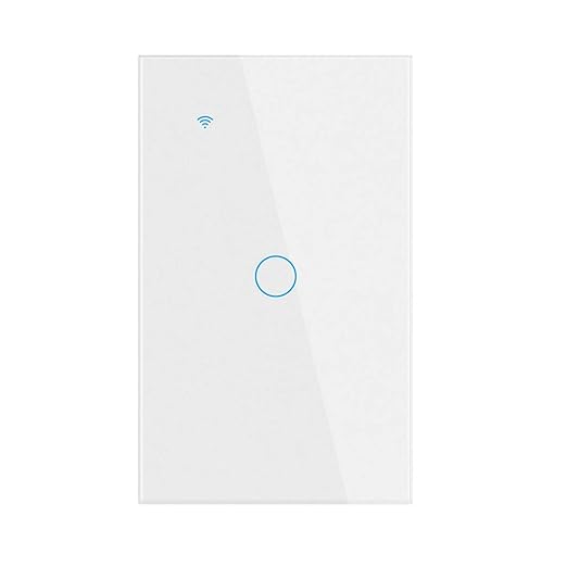 Smart Light Switch, Wi-Fi Enabled, White Glass Panel, Compatible with Apple HomeKit, Google Assistant, Alexa, No Neutral Wire Required, Touch Control (Wall Switch 1 Gang)