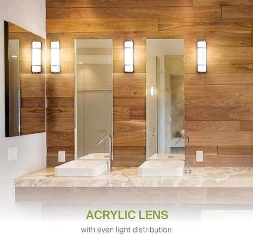ASD LED 18" Vanity Flush Mount Light Fixture, Linear Bathroom Lighting Bar | 3CCT, Dimmable, Energy Star, ETL Listed | 20W 1650LM 3000-5000K 120V | Long Tube Bath Wall Sconce Over Mirror | Black