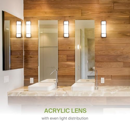 ASD LED 18" Vanity Flush Mount Light Fixture, Linear Bathroom Lighting Bar | 3CCT, Dimmable, Energy Star, ETL Listed | 20W 1650LM 3000-5000K 120V | Long Tube Bath Wall Sconce Over Mirror | Black