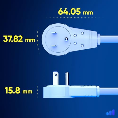 Maximm 0.5 Ft 360 Rotating Flat Plug Extension Cord, 14 AWG, White, UL, 2 Pack