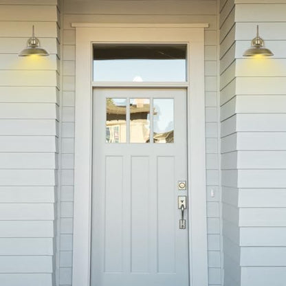 Brass Outdoor Gooseneck Light, 10'' Diameter Gooseneck Barn Wall Sconce for Porch, Exterior Waterproof Farmhouse Light Fixture with Wall Mount, 2 Pack, LM2201-GL-2P