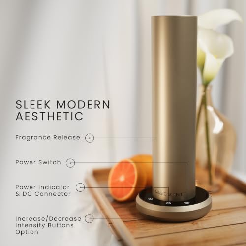 The Magic Scent Bluetooth Diffuser - Smart Ultra-Quiet Cold-Air Waterless Scent Diffuser for Home, Hotel, & Office - Programmable Intensity & Timer - Premium Aroma Oil Included (Gold)