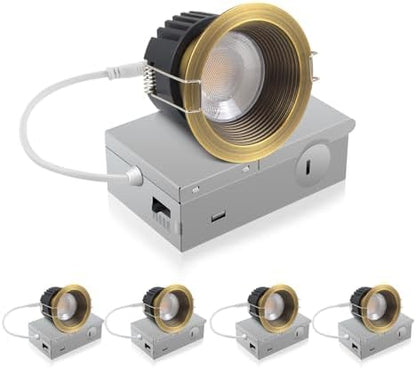 Adetu 4 Pack 3 Inch 5CCT Bronze Anti-Glare LED Recessed Ceiling Light