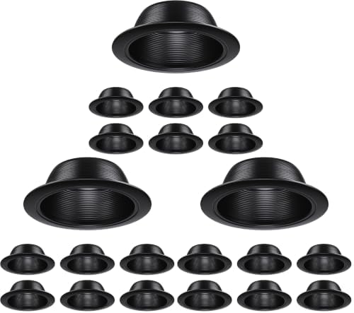 TORCHSTAR 18-Pack 6 Inch Recessed Light Trim, Step Baffle, Black