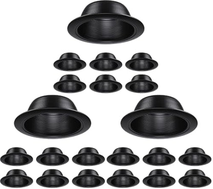 TORCHSTAR 18-Pack 6 Inch Recessed Light Trim, Step Baffle, Black
