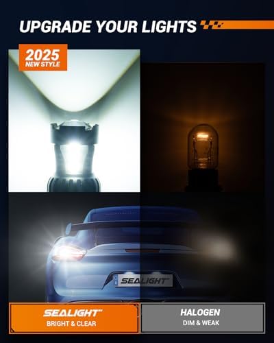 SEALIGHT 7443 7440 LED Bulb White Reverse Light, 7444na 7441 7444 T20 W21W LED Light Bulb with Projector for Backup Light,Tail Light,Brake Parking, Pack of 2