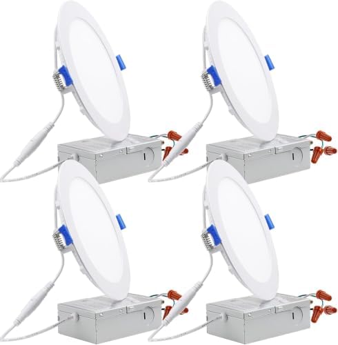 TORCHSTAR 4-Pack 6 Inch Ultra-Thin LED Recessed Light, 3000K