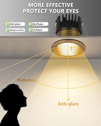 Adetu 1 Pack 2 Inch 5CCT Bronze Anti-Glare LED Recessed Ceiling Light