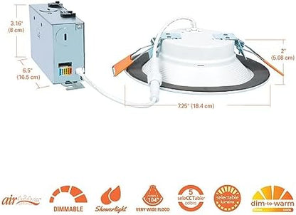 HALO RL 6 in Canless LED Recessed Ceiling Light with Selectable Color Temperature 2700K-5000K Selectable Lumen 900/1200 for Indoor Outdoor Wet Locations Dimmable IC Rated-RL6LS9FSD2W1EWHDM (Pack of 4)