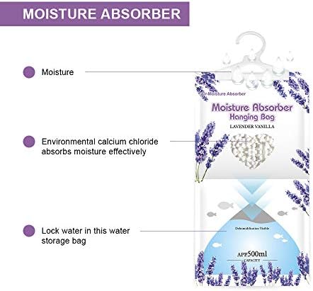 CANAGER Hanging Moisture Absorber, Lavender Vanilla Moistureproof Hanging Bag，Dehumidifier Bag (8 packs) Hanging Closet Dehumidifier Bags, Moisture Absorb 12.5 oz