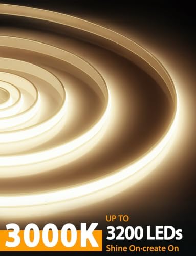 COB LED Strip Lights, Natural White Dimmable with Remote, 32.8ft