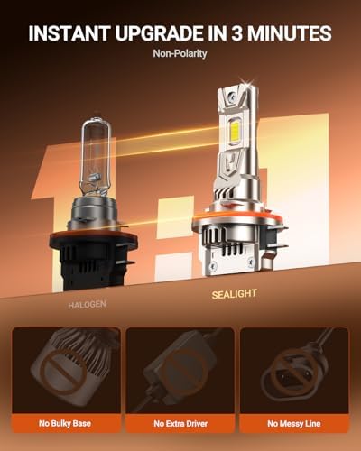 SEALIGHT H11B LED Bulbs, 60000LM H11B LED Fog Light Bulbs,1000% Ultra-Bright H8B H9B LED Fog Light Replacement, 80,000H Lifespan, 1:1 Mini Design Non-Polarized, Pack of 2