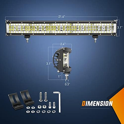 Nilight Side Shooter LED Light 1PC 22" with Wiring Kit for Truck SUV UTV
