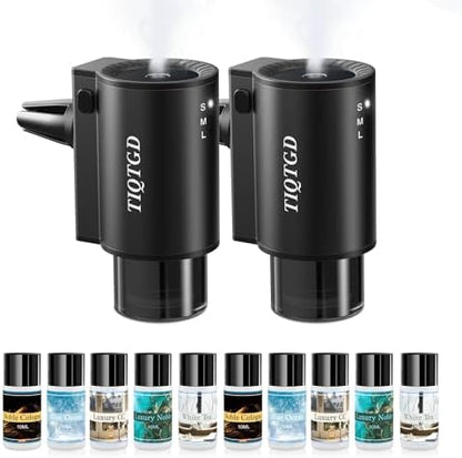 Smart Car Air Freshener, Car Air Freshener Diffuser with 3 Spray Modes, Rechargeable Aromatizante para Carro with 10pcs Essential Oil, 5 Scents, Long-Lasting, 2Pack