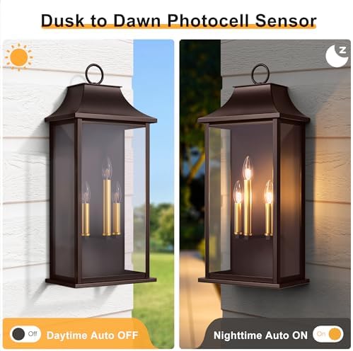 Dusk to Dawn Outdoor Wall Light, 25.3", Oil Rubbed Bronze