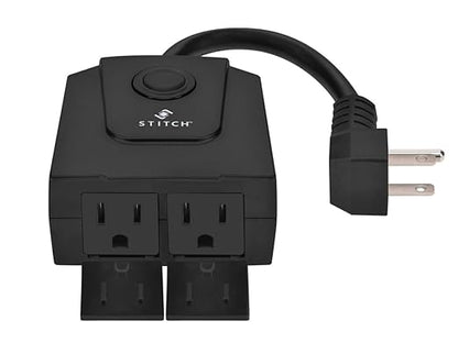 Monoprice Smart Outdoor Plug, IP65 Weather Resistance, 2 Individually Controlled Outlets, No Hub Required, Compatible with Google Home - STITCH Series