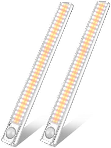 goodland 160 LED Closet Lights Motion Sensor Under Cabinet Lights Indoor Lighting 3000mAh Battery Powered Light Bar Dimmable Rechargeable Closet Light for Kitchen, Wardrobe, Stairs(2 Pack)