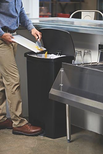 Rubbermaid Commercial Products Streamline Slim Step-On Plastic Trash Garbage Can, 18 Gallon, Black, Wastebasket for Home/Kitchen/Hospital/Healthcare Facility