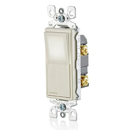 Leviton 15 Amp Decora LED Illuminated Light Wall Switch, Single-Pole, L5611-2T, Light Almond