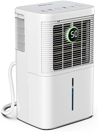 Hogarlabs 25 Pint Smart Dehumidifiers for Home and Basements, with 3 Working Modes, Overflow Protection, and Auto Shut off Restart. Ultra Silent Dehumidifier with Drain Hose.