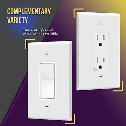 ENERLITES 1-Gang White Oversize Decorator Switch Outlet Wall Plate, 10 Pack