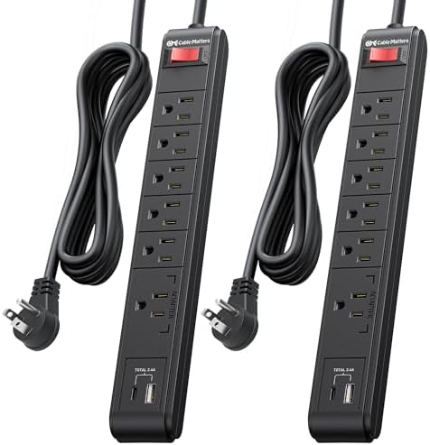 [ETL Listed] Cable Matters 2-Pack 6-Outlet Surge Protector, 8ft